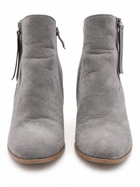 Crown Vintage Gray Suede Double Zip Tassel Ankle Boots 8.5